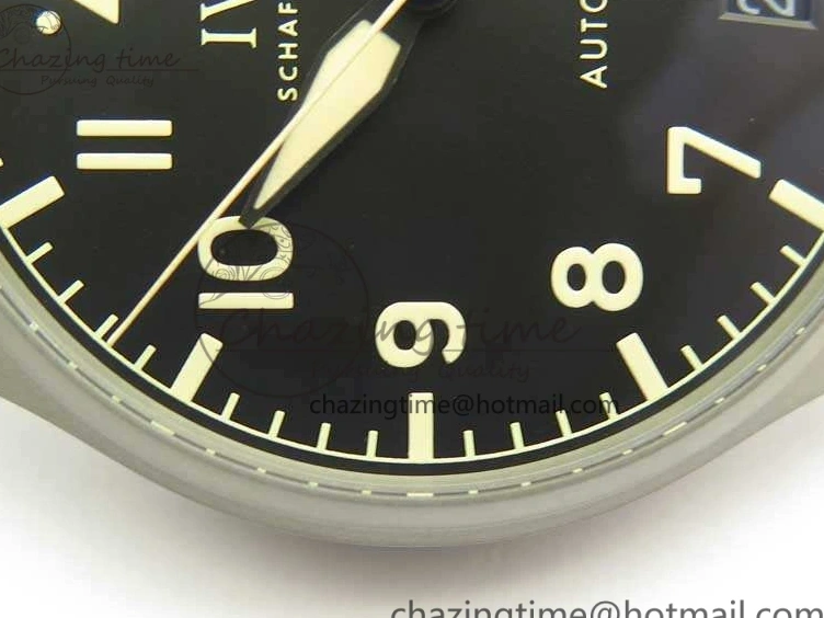 MIROTIME 0318 TimelessDesign Big Pilot IW510301 Satin-Polished SS YLF Best Edition Black Dial On Leather Strap A 7213